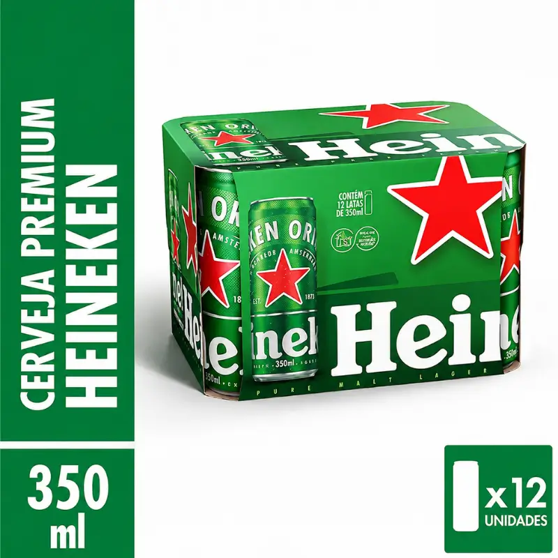 Cerveja Heineken 350ml - Pack Com 12 Unidades